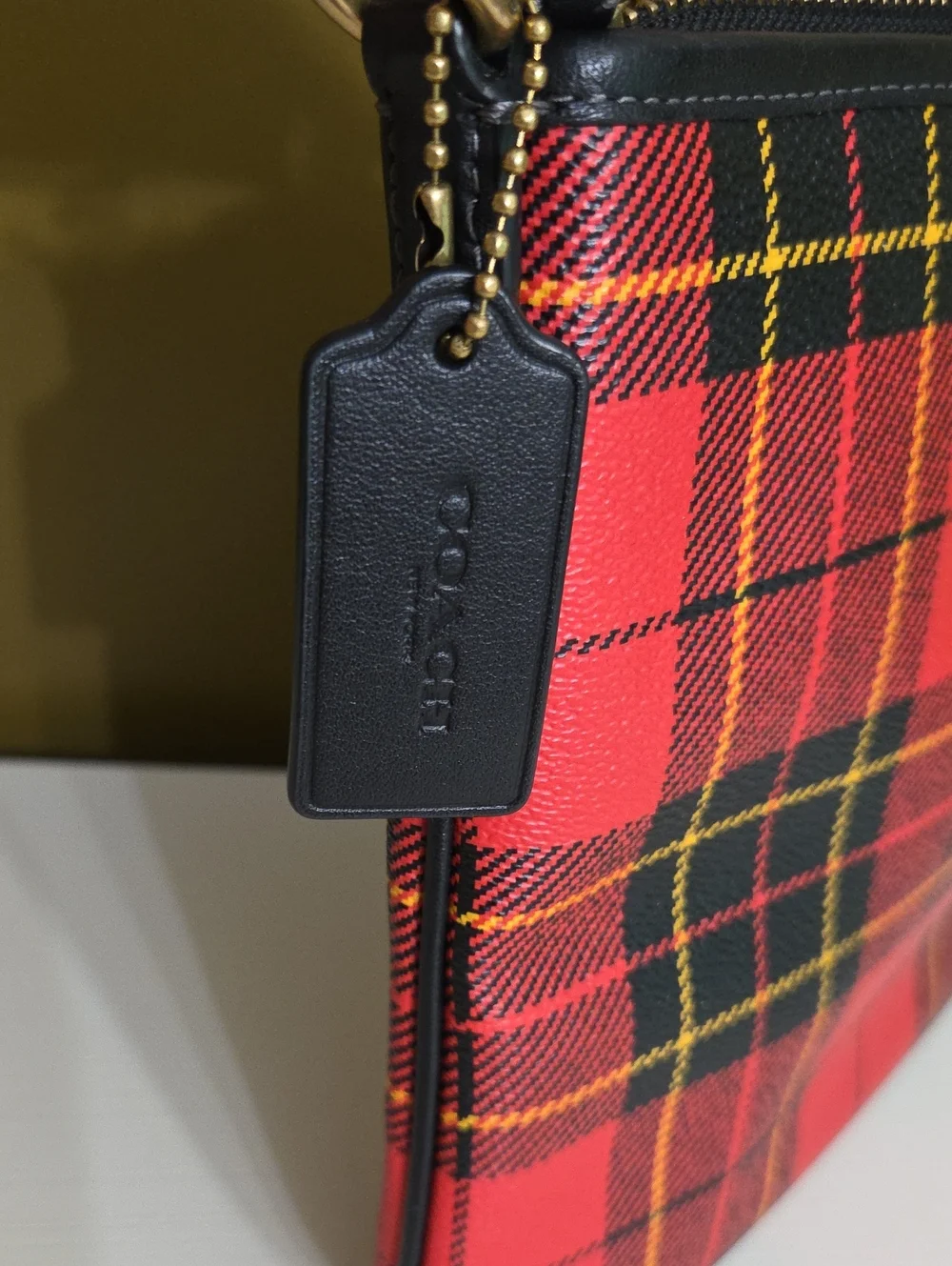 Coach Red Plaid Leather Small Shoulder Bag - Picture 6 of 15